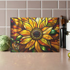 Vibrant Sunflower Glass Cutting Board, Kitchen Decor, Gift for Home Chefs, Unique Kitchen Accessories, Summer Gathering Decoration