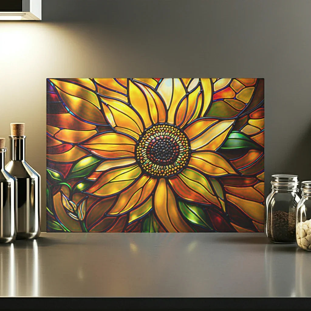 Vibrant Sunflower Glass Cutting Board, Kitchen Decor, Gift for Home Chefs, Unique Kitchen Accessories, Summer Gathering Decoration