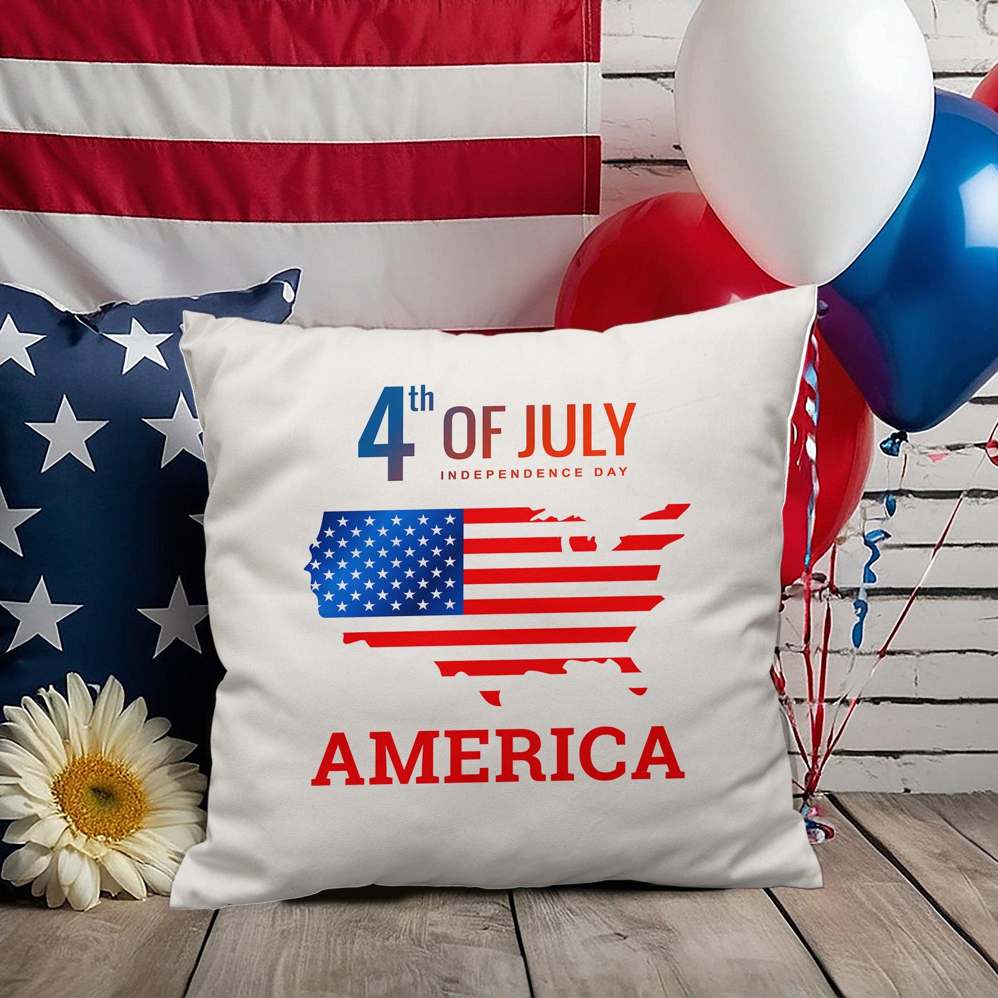 July 4th in America Patriotic Indoor-Outdoor Pillow - Mallard Moon Gift Shop