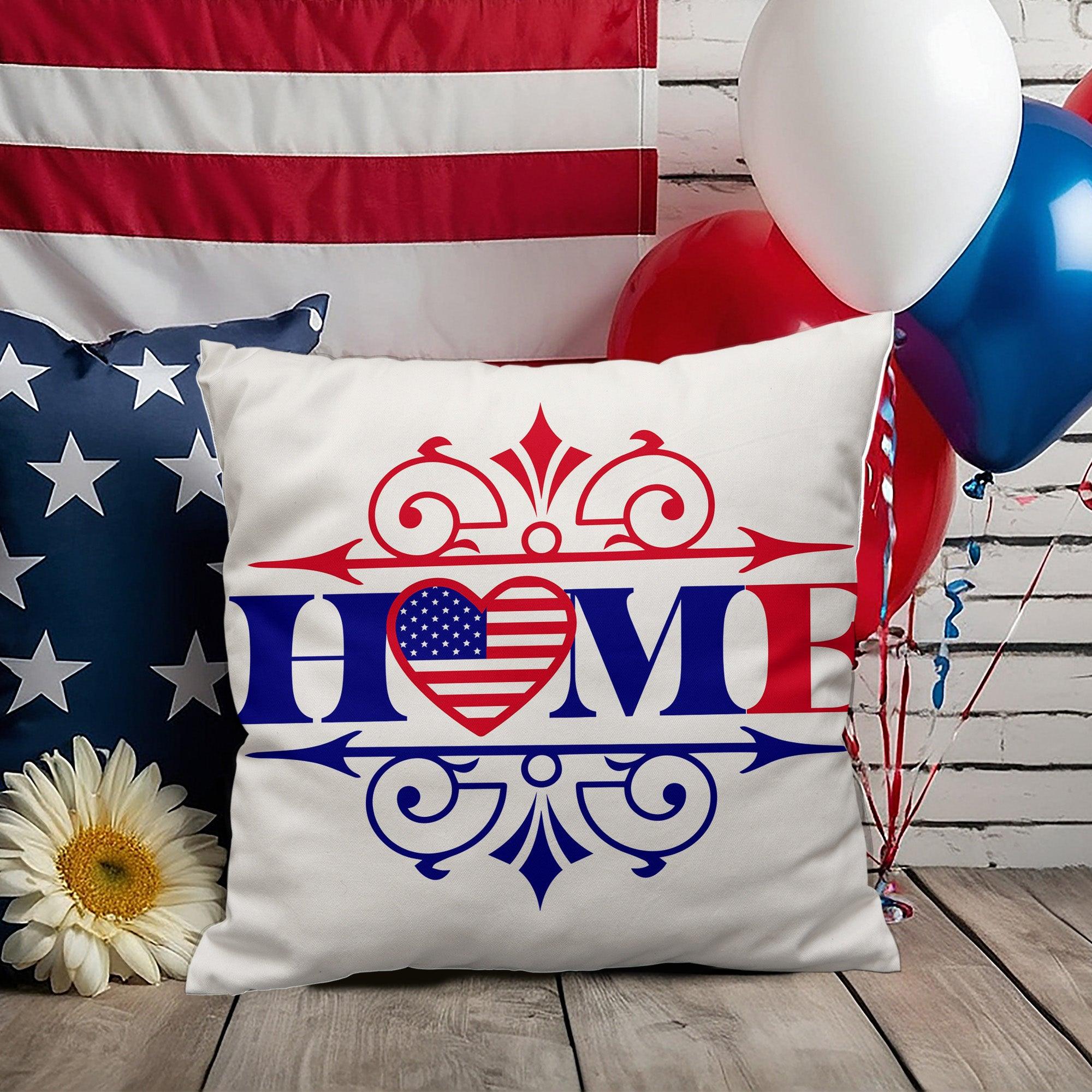 Patriotic Home Comfy Indoor-Outdoor Pillow - Mallard Moon Gift Shop
