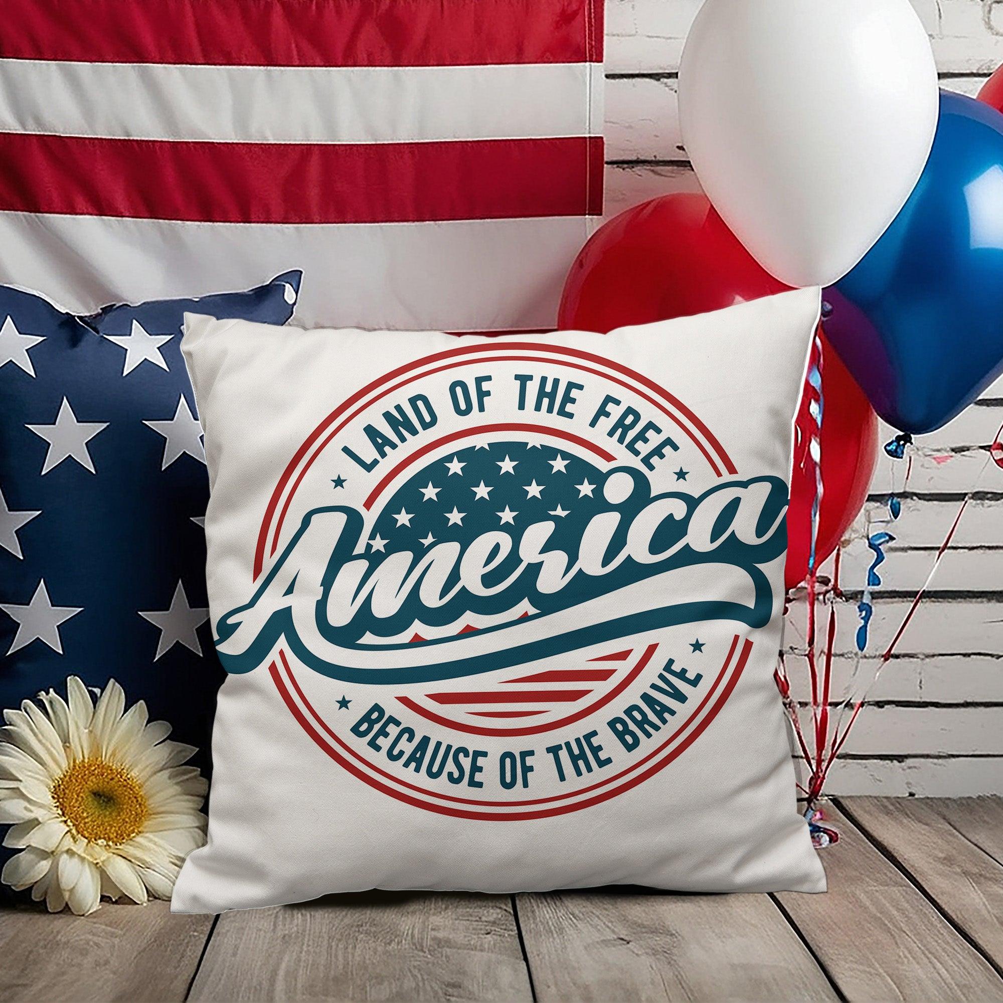 America Land of the Free Patriotic Indoor-Outdoor Pillow - Mallard Moon Gift Shop