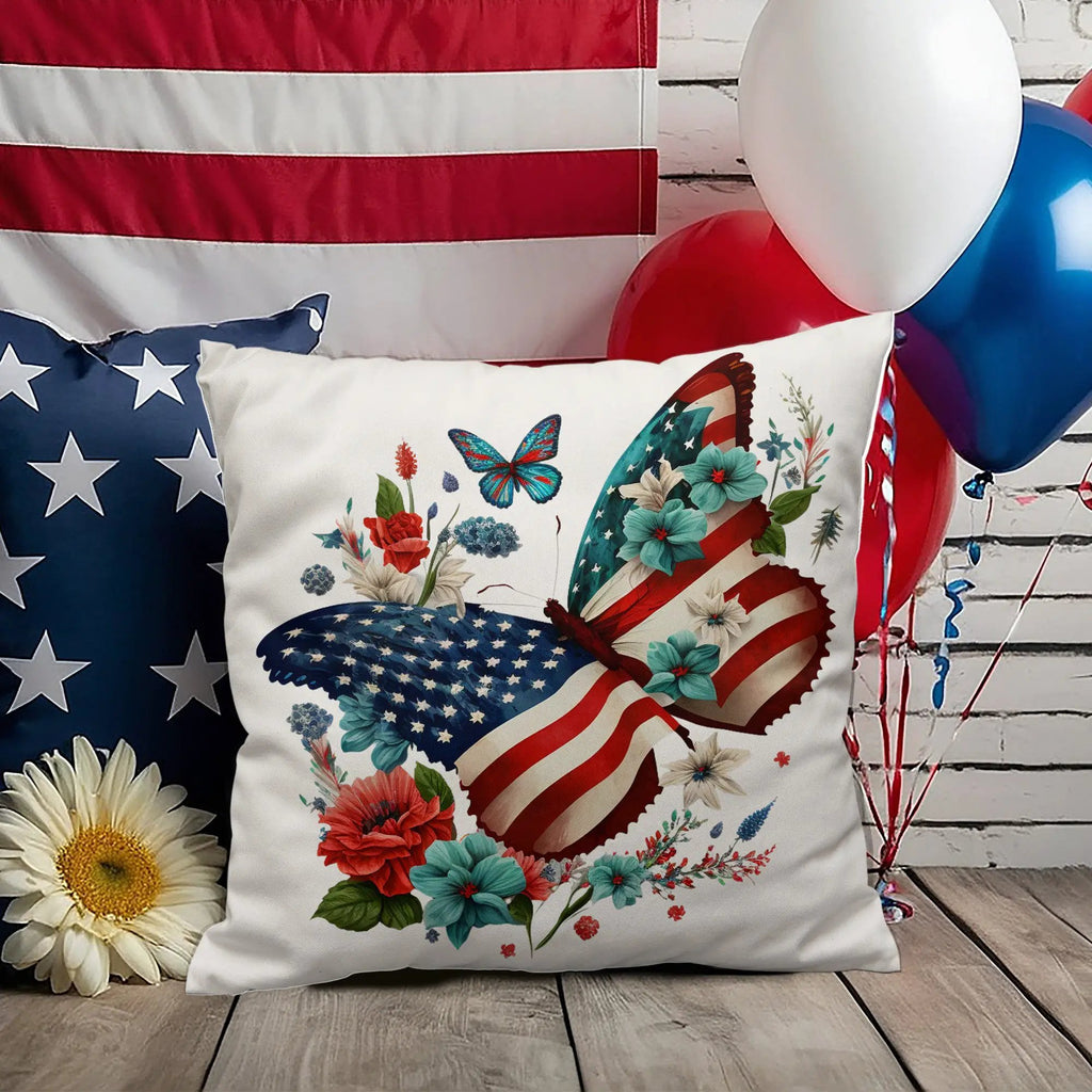 Patriotic Butterfly  Comfy Indoor-Outdoor Pillow - Mallard Moon