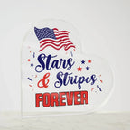 Patriotic Stars And Stripes Forever Acrylic Heart Plaque