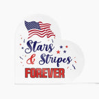 Patriotic Stars And Stripes Forever Acrylic Heart Plaque