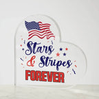Patriotic Stars And Stripes Forever Acrylic Heart Plaque