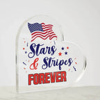 Patriotic Stars And Stripes Forever Acrylic Heart Plaque