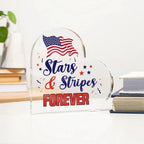 Patriotic Stars And Stripes Forever Acrylic Heart Plaque