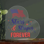 Patriotic Stars And Stripes Forever Acrylic Heart Plaque