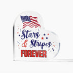 Patriotic Stars And Stripes Forever Acrylic Heart Plaque