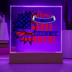 Patriotic Sunflower Home of the Free Because of the Brave Acrylic Plaque
