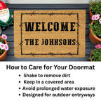Personalized Western Welcome Doormat with Barbed Wire Frame – Custom Family Name Ranch-Style Outdoor Entrance Mat