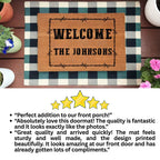 Personalized Western Welcome Doormat with Barbed Wire Frame – Custom Family Name Ranch-Style Outdoor Entrance Mat