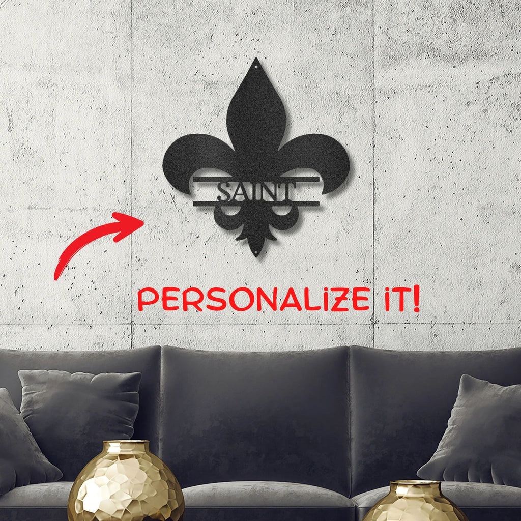 Personalized Fleur De Lis Metal Wall Art – Custom Name Sign – Louisiana Decor – Saints Inspired Wall Decor – Family Name Steel Sign