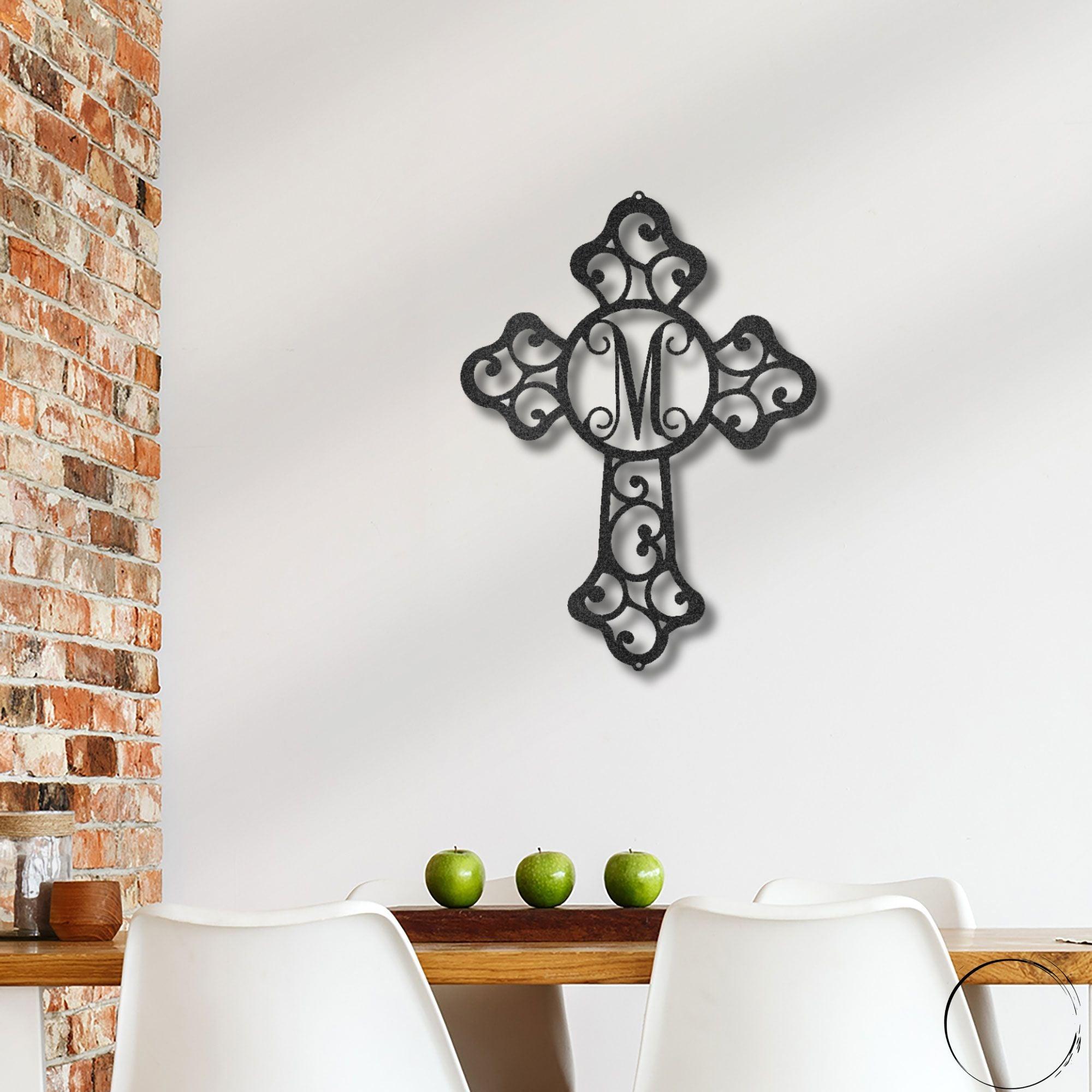 Personalized Cross Indoor Outdoor Metal Wall Art Sign - Mallard Moon Gift Shop