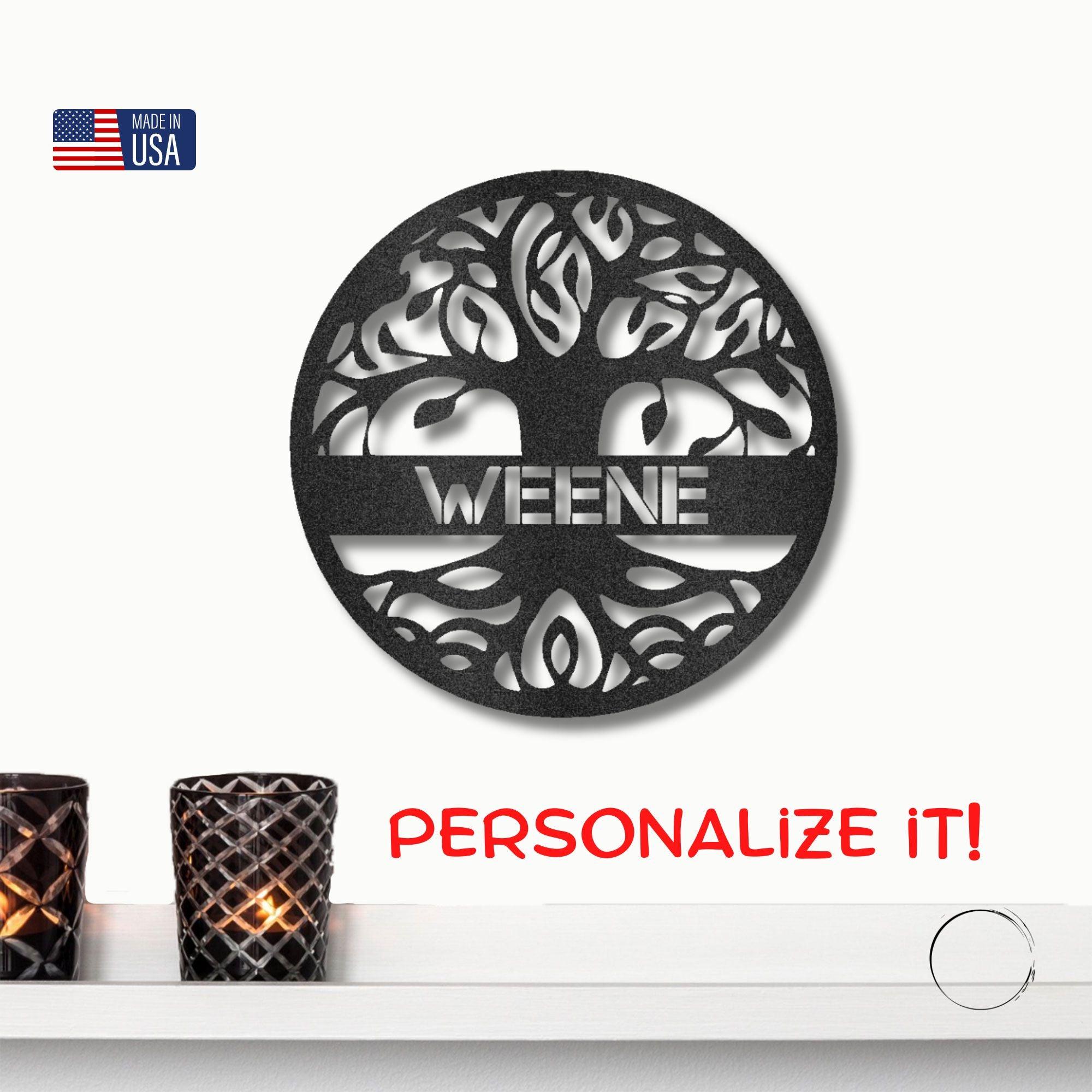 Personalized Family Name Tree of Life Indoor Outdoor Steel Wall Sign Metal Art - Mallard Moon Gift Shop