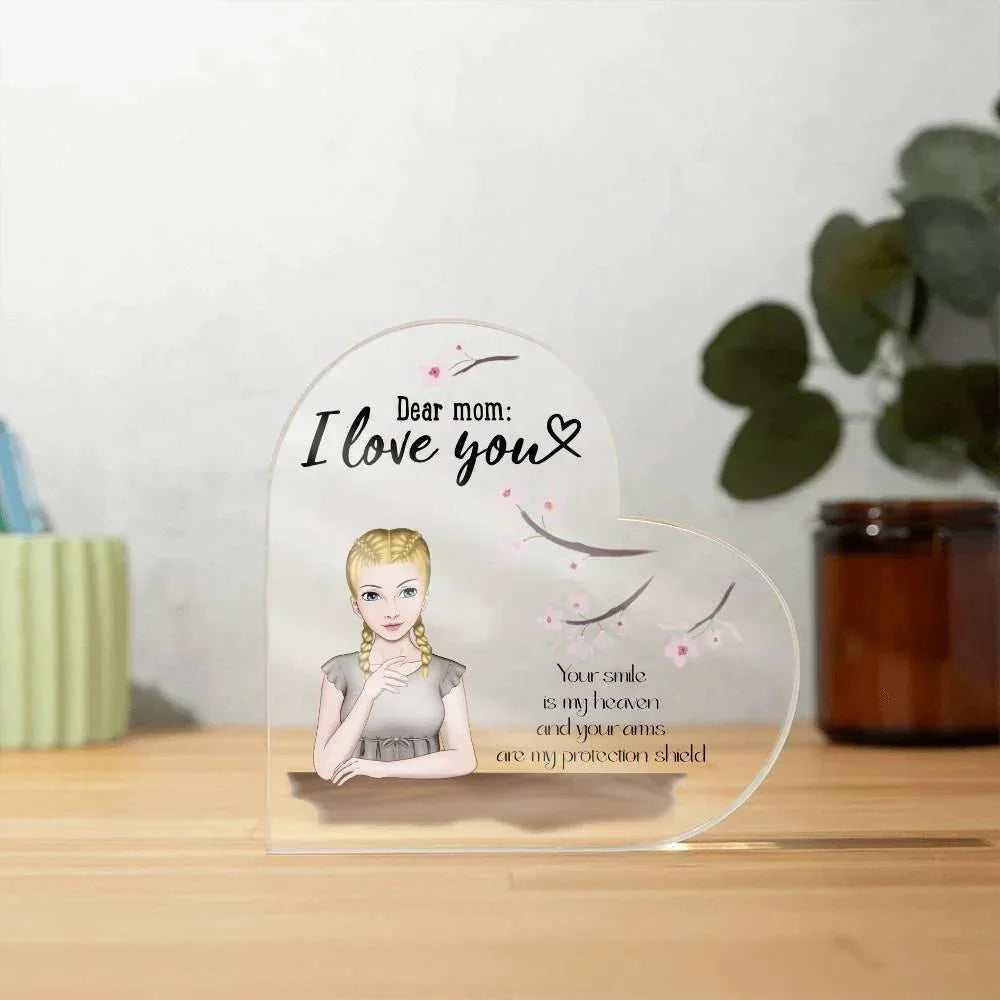 Personalized Gift for Mom Acrylic Heart Plaque