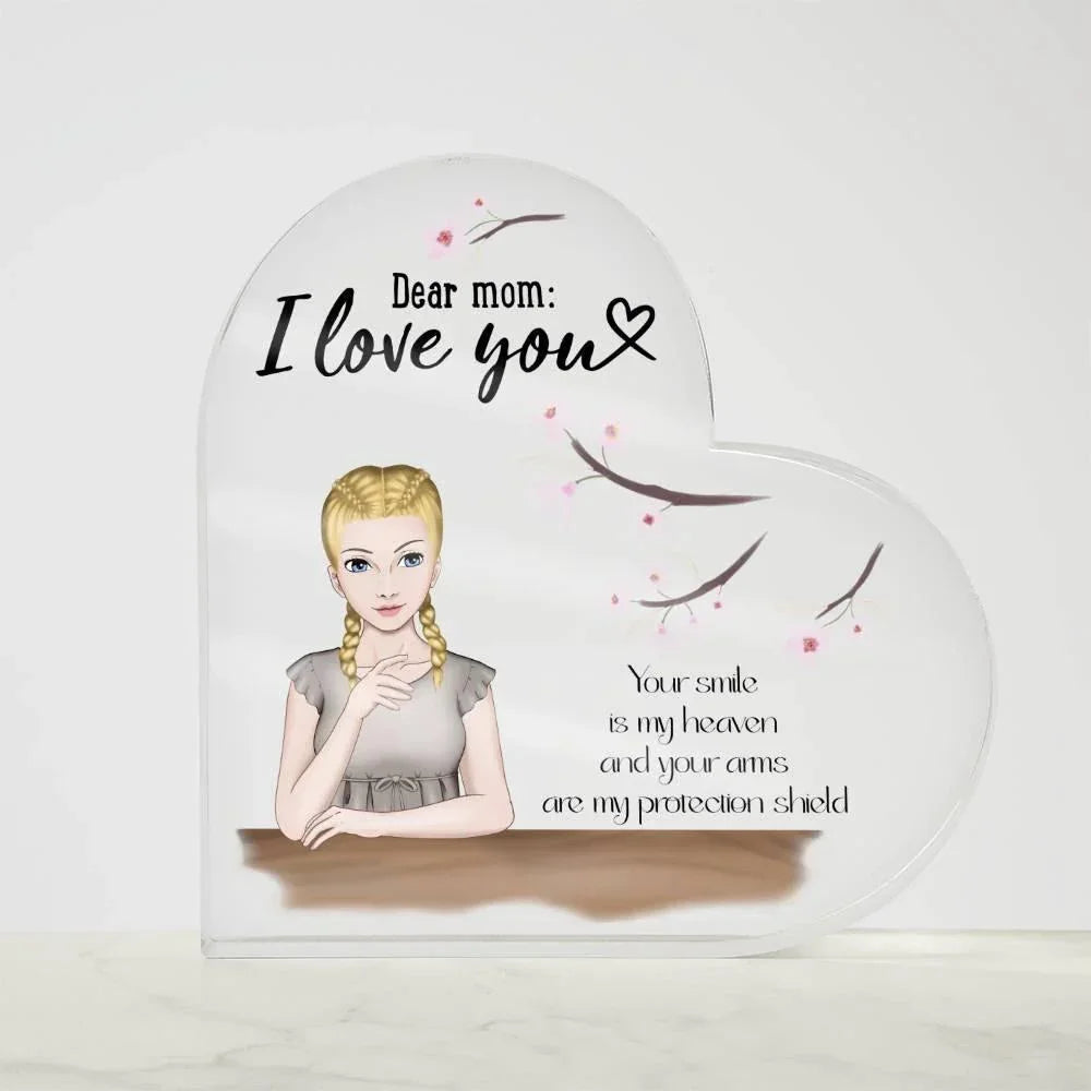 Personalized Gift for Mom Acrylic Heart Plaque
