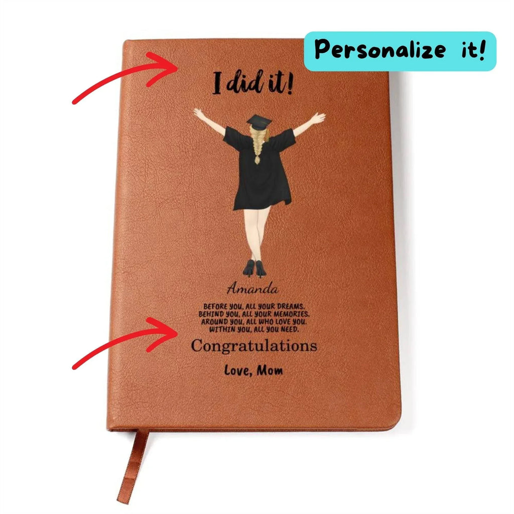 Personalized Male or Female Graduate Leather Journal
