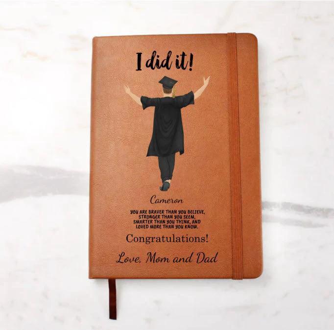 Personalized Male or Female Graduate Leather Journal