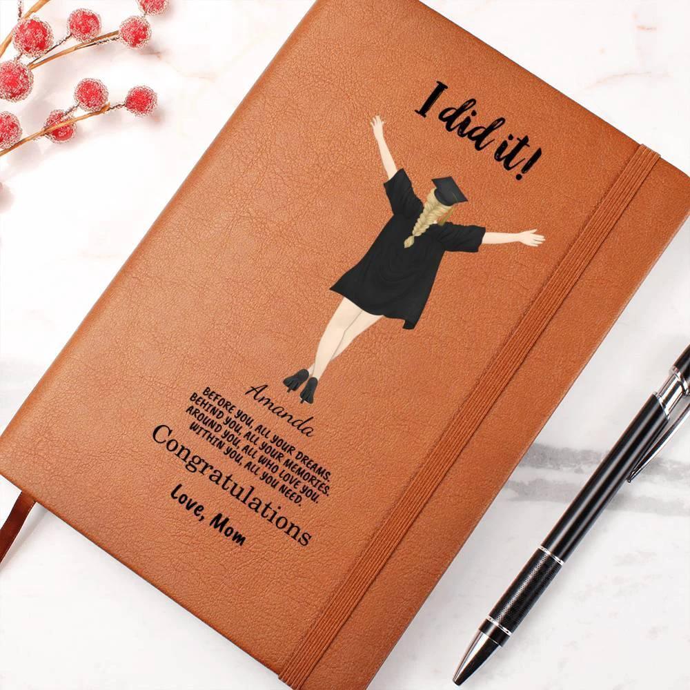 Personalized Male or Female Graduate Leather Journal