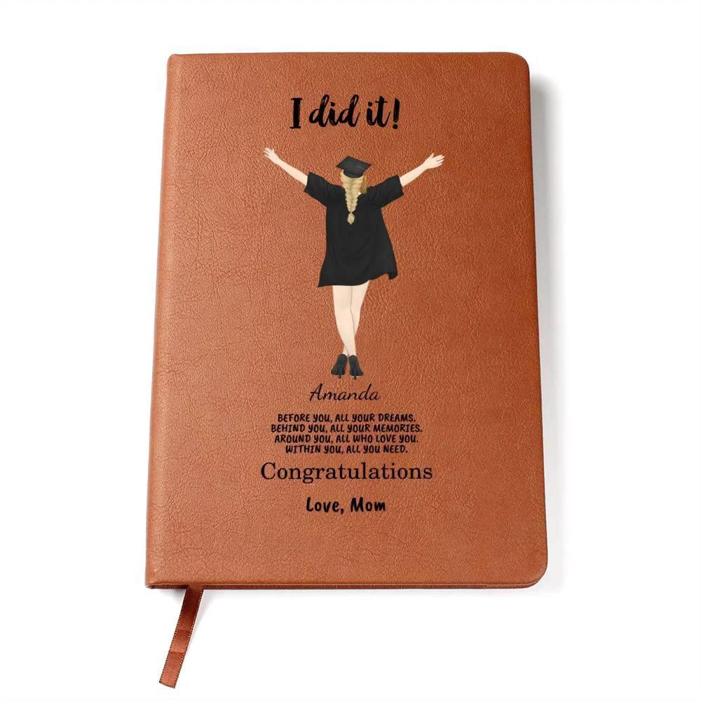 Personalized Male or Female Graduate Leather Journal