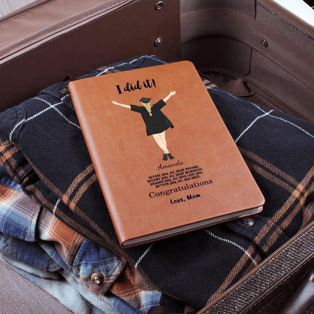 Personalized Male or Female Graduate Leather Journal