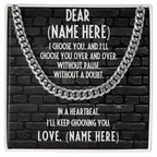 Personalized Message Card - I Choose You - Thick Chain Necklace Gift for Man
