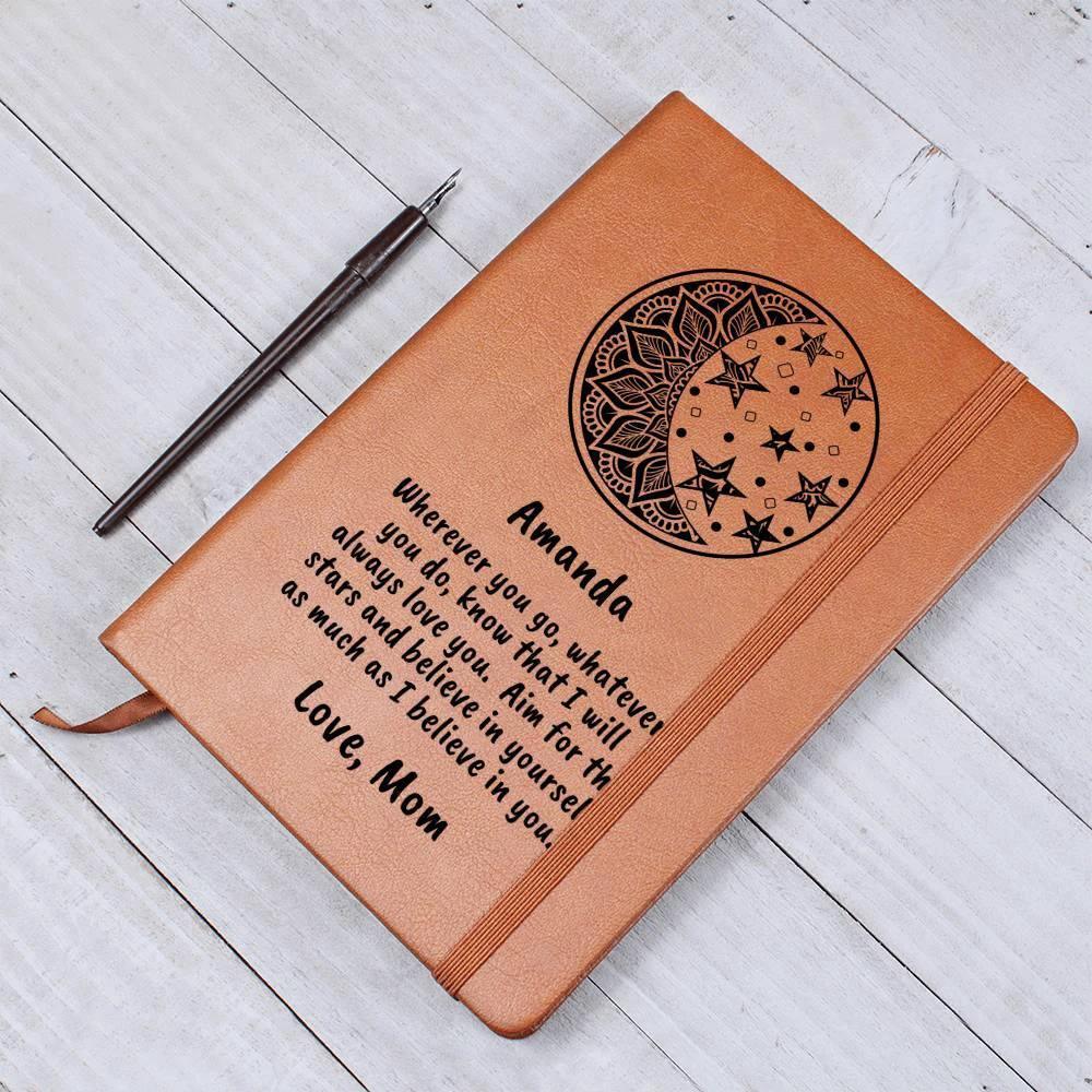 Personalized Moon and Stars I Believe in You Graphic Leather Journal