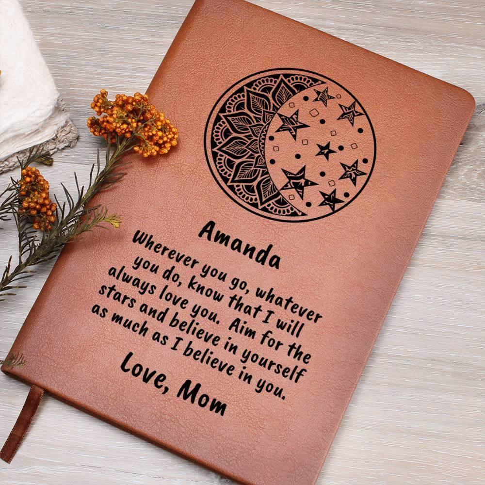 Personalized Moon and Stars I Believe in You Graphic Leather Journal