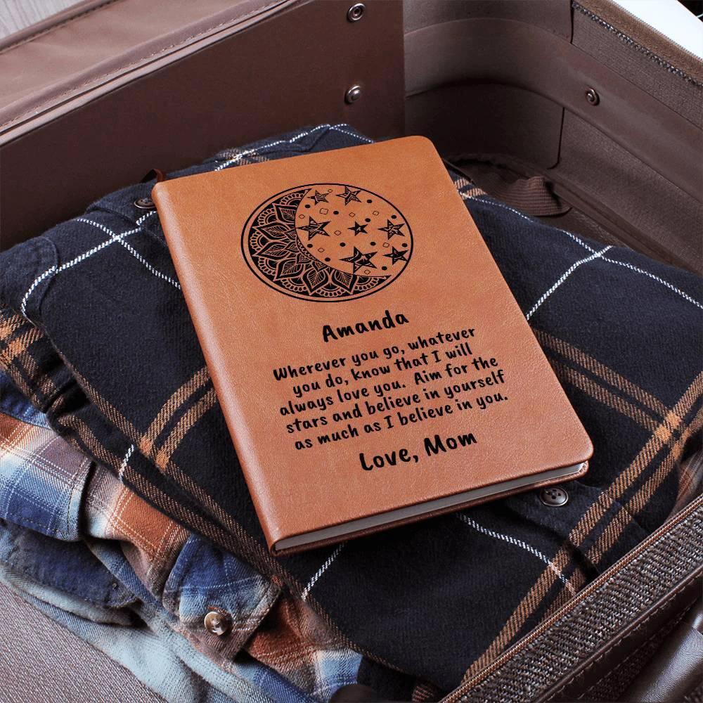 Personalized Moon and Stars I Believe in You Graphic Leather Journal