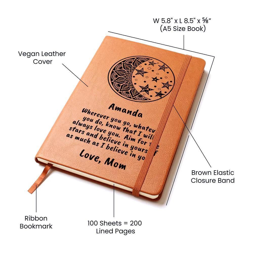 Personalized Moon and Stars I Believe in You Graphic Leather Journal