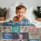 Personalized Photo and Name - God Says I Am Loved Gift for Son, Grandson, Godson Heirloom Woven Blanket