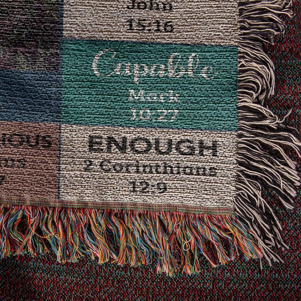 Personalized Photo and Name - God Says I Am Loved Gift for Son, Grandson, Godson Heirloom Woven Blanket