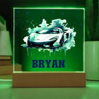 Personalized Sports Car Acrylic Plaque - Nightlight Room Decor