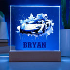 Personalized Sports Car Acrylic Plaque - Nightlight Room Decor