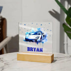Personalized Sports Car Acrylic Plaque - Nightlight Room Decor