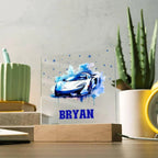 Personalized Sports Car Acrylic Plaque - Nightlight Room Decor