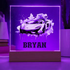 Personalized Sports Car Acrylic Plaque - Nightlight Room Decor