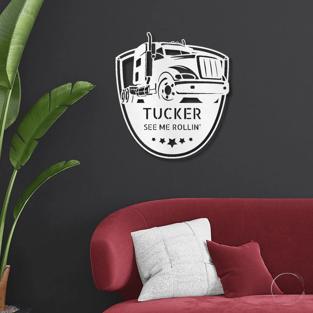 Personalized Trucker Indoor Outdoor Steel Sign