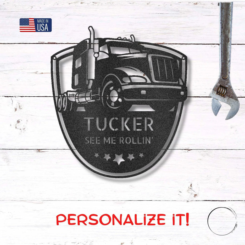 Personalized Trucker Indoor Outdoor Steel Sign