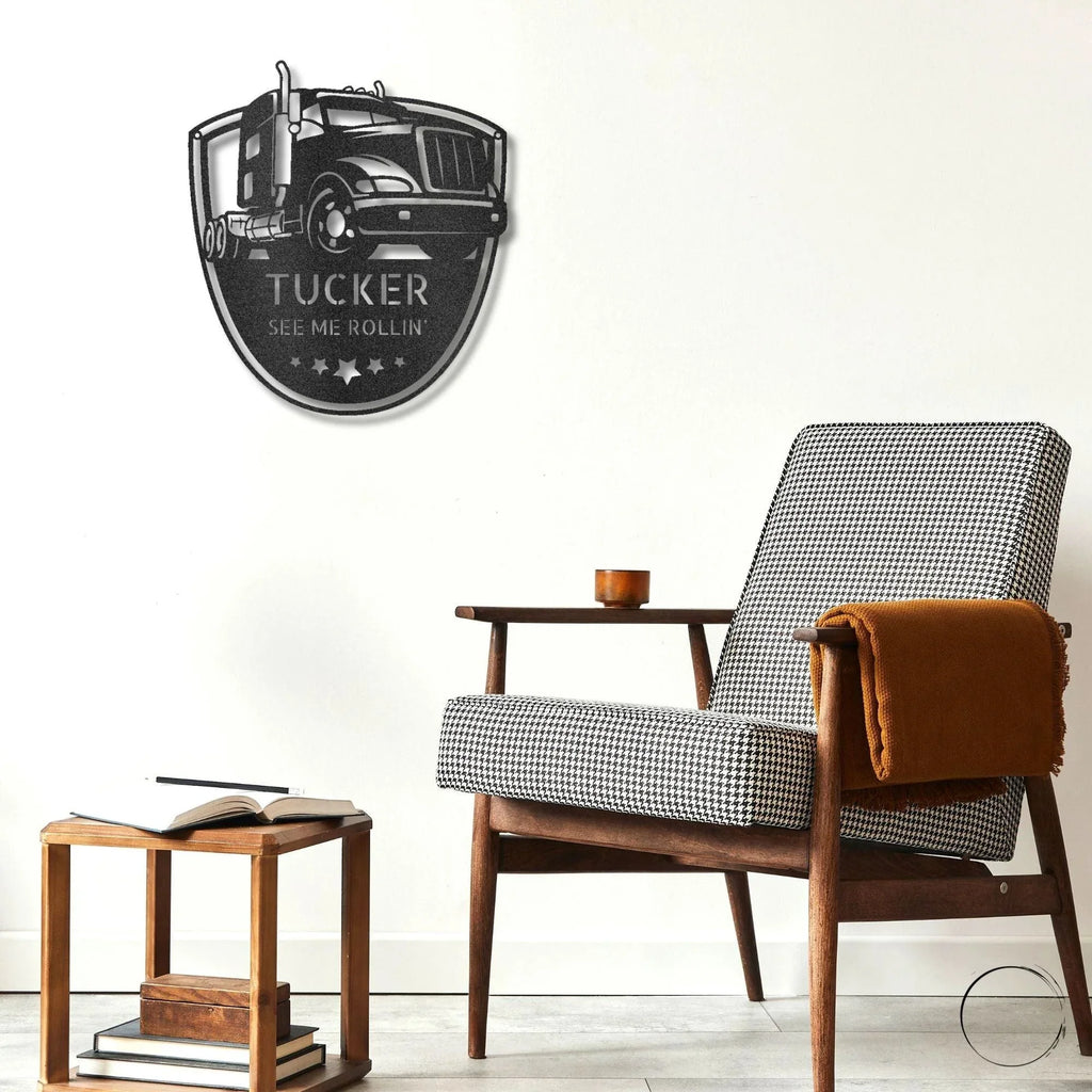 Personalized Trucker Indoor Outdoor Steel Sign