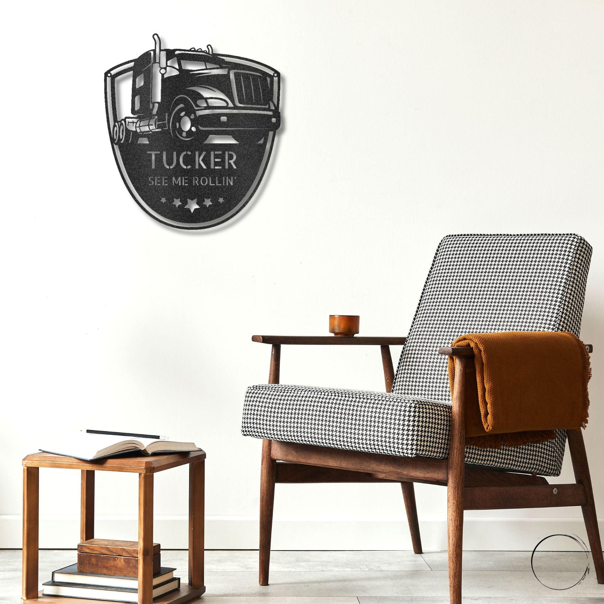 Personalized Trucker Indoor Outdoor Steel Sign - Mallard Moon Gift Shop