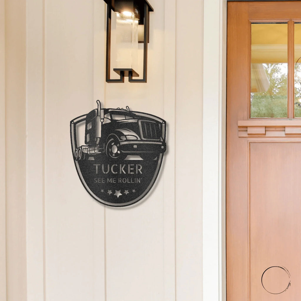 Personalized Trucker Indoor Outdoor Steel Sign