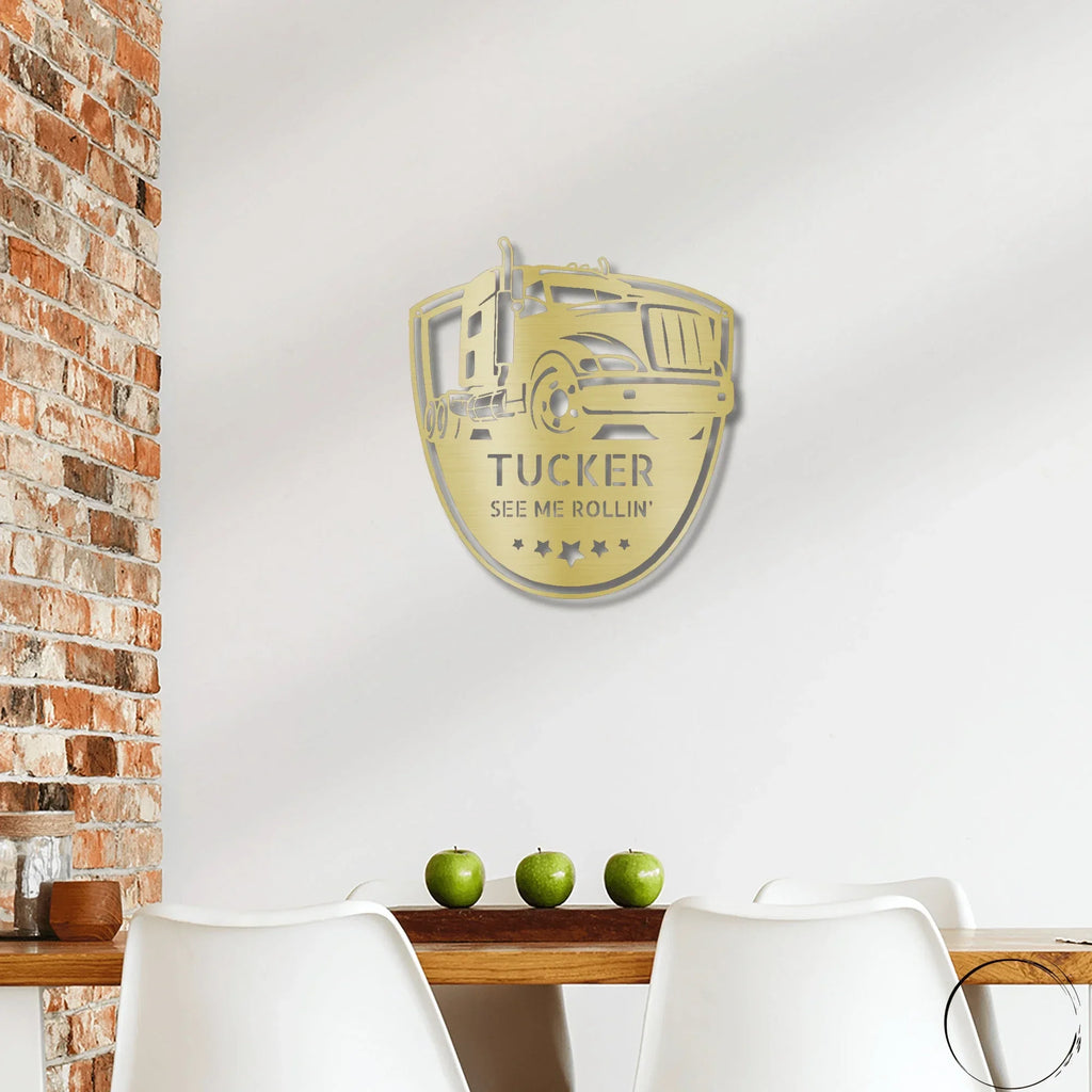 Personalized Trucker Indoor Outdoor Steel Sign
