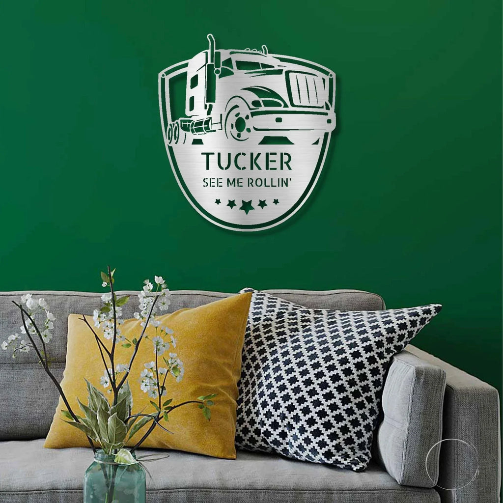 Personalized Trucker Indoor Outdoor Steel Sign
