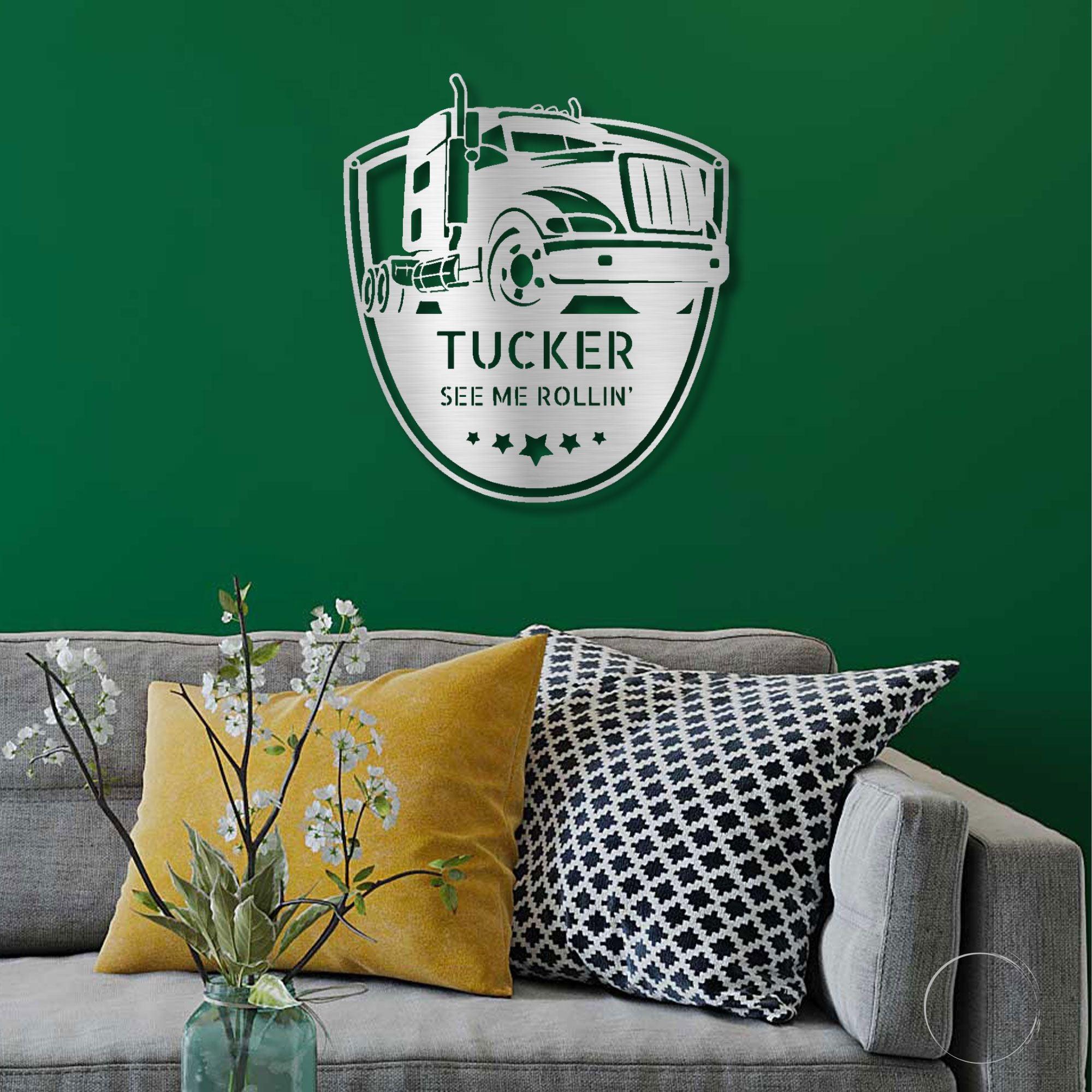 Personalized Trucker Indoor Outdoor Steel Sign - Mallard Moon Gift Shop