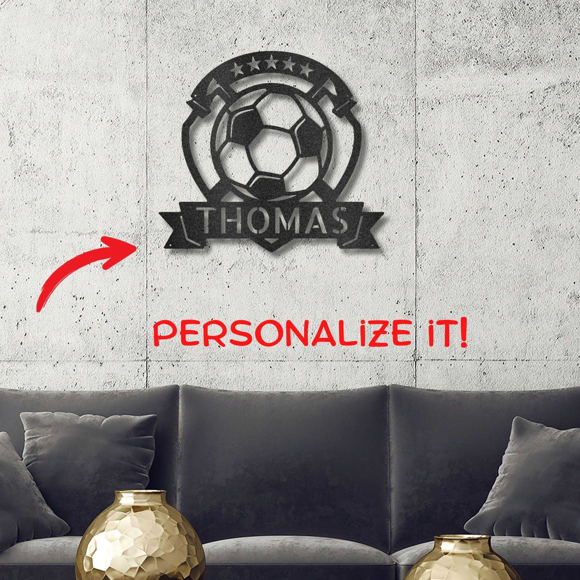 Soccer Plaque Custom Name Steel Wall Sign - Mallard Moon Gift Shop