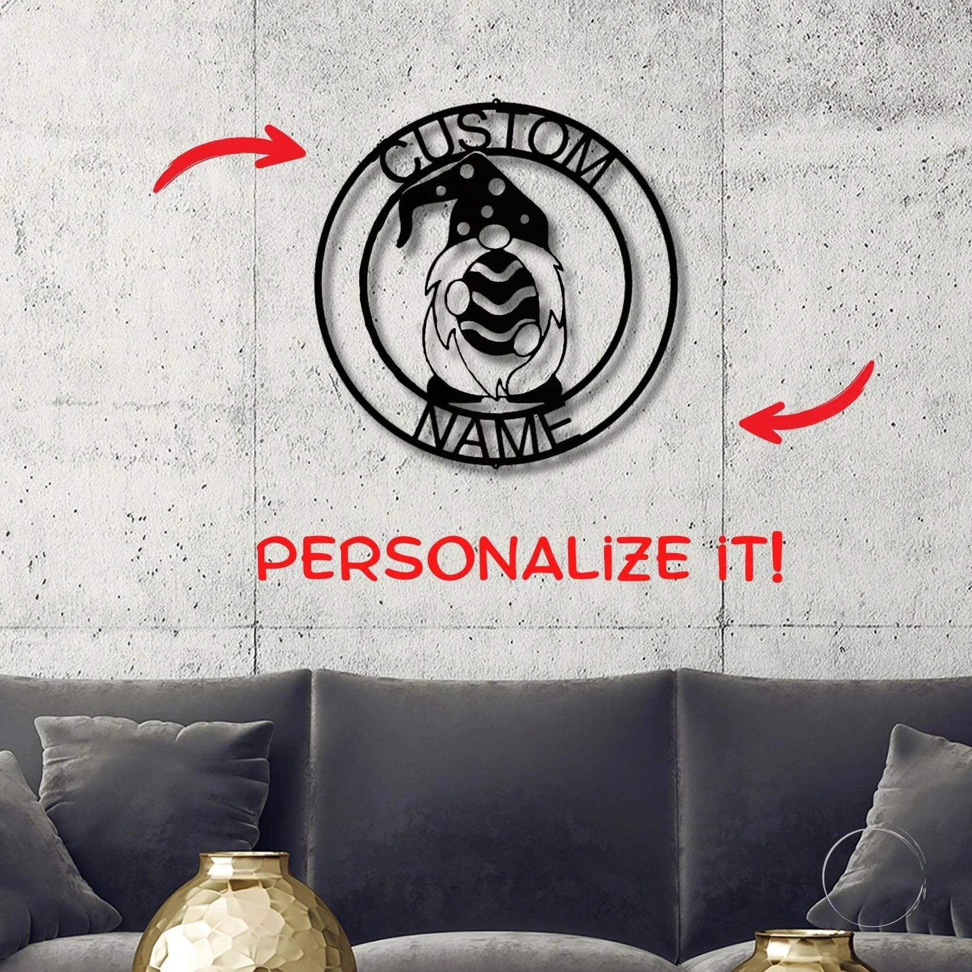 Gnome Easter Egg Custom Name Metal Art Wall Sign Home Decor