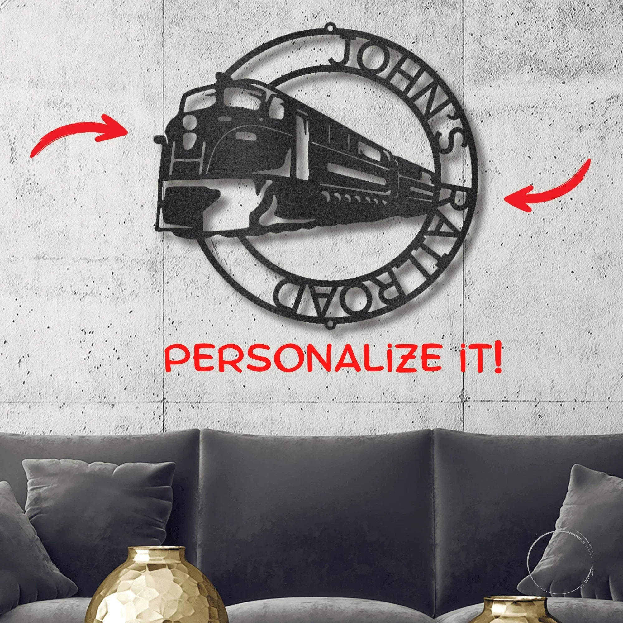 Train Ring Personalized Metal Art Steel Wall Sign