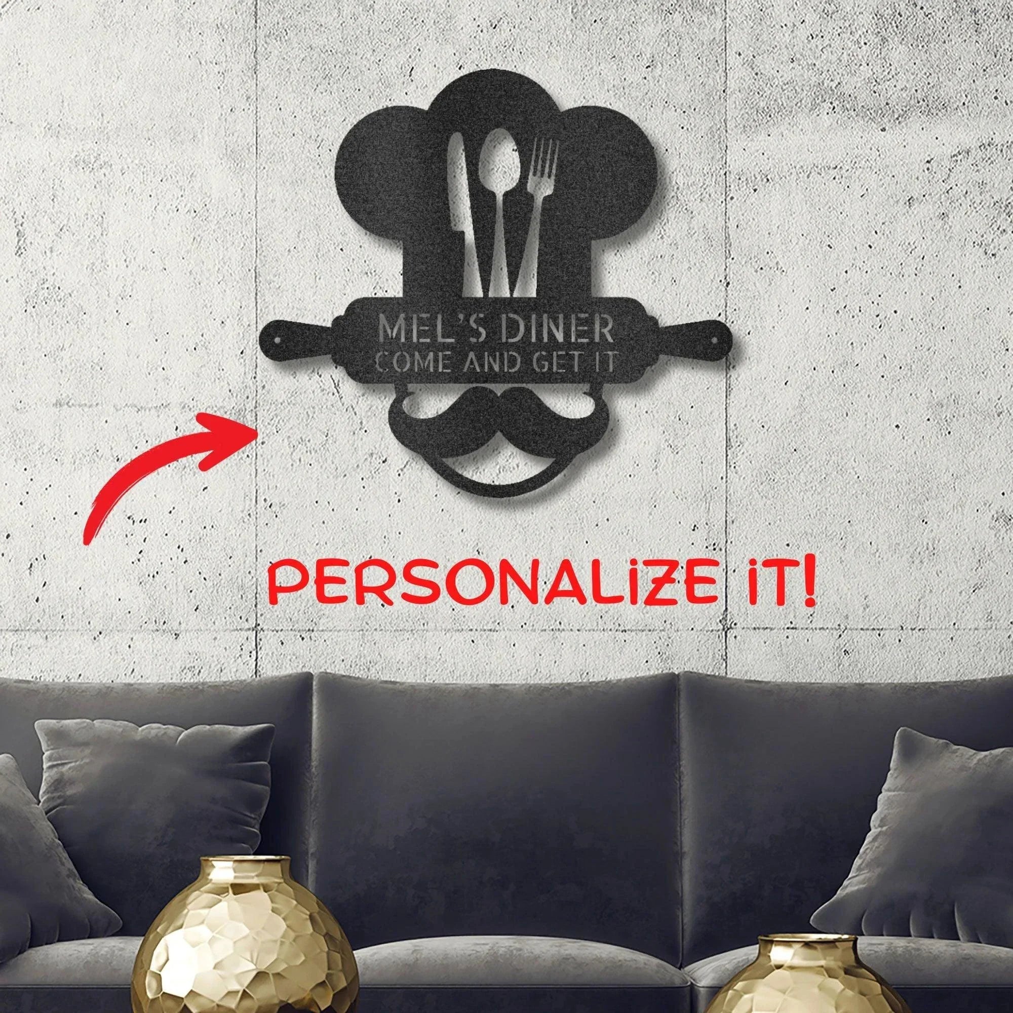 Personalized Diner Metal Wall Art: Where Every Meal is Your Signature Dish